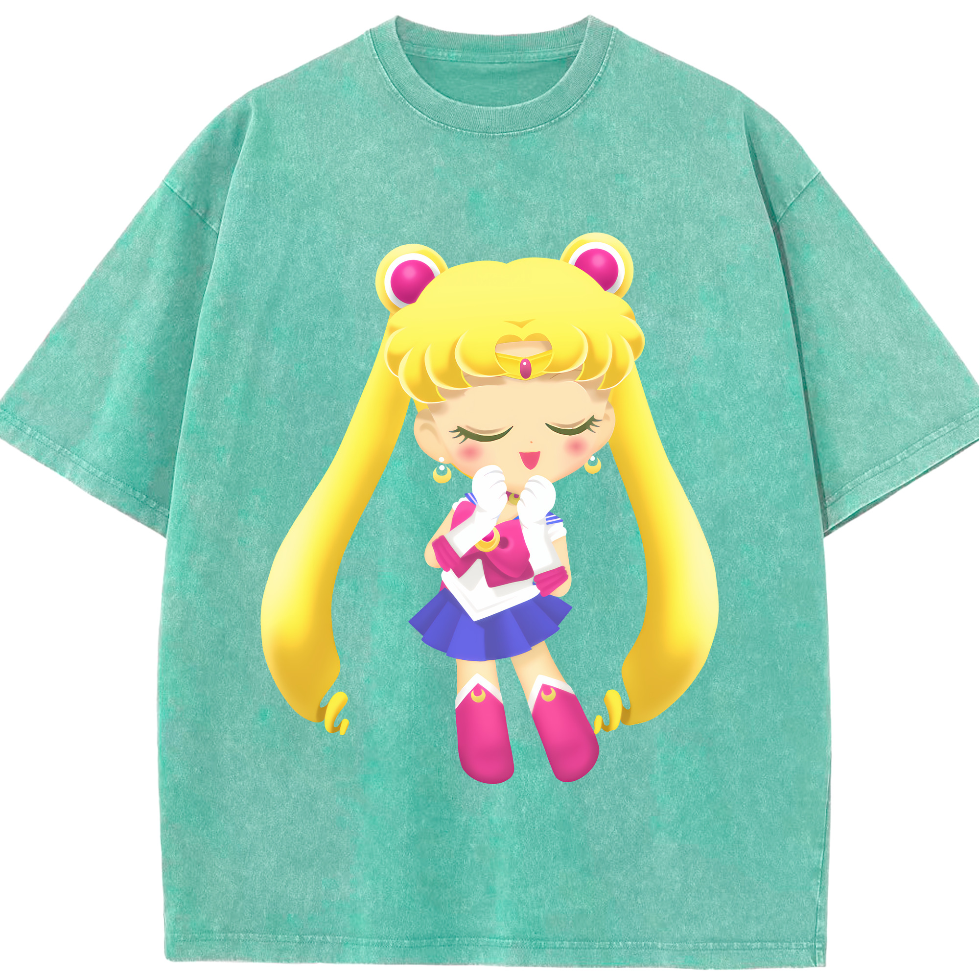 （画像用） 美少女戦士セーラームーン 月野 うさぎ つきの うさぎ Sailor Moon Tsukino Usagi 綿100% ヴィンテージ風 半袖Tシャツ（フロントプリント）